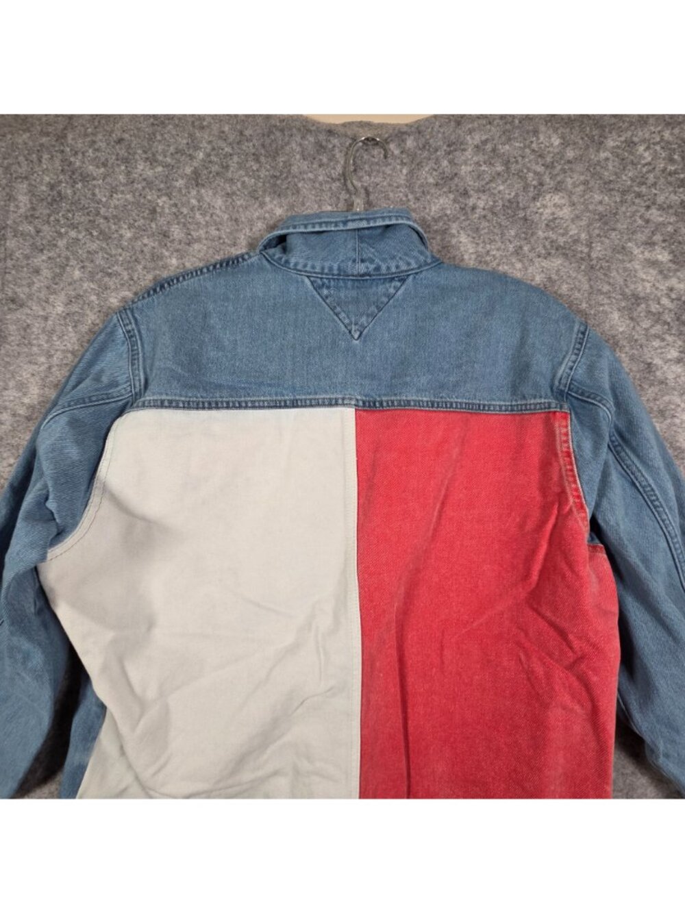 Tommy Hilfiger Jeans Women's Button Up Trucker Denim Jacket Blue  L Colorblock - Picture 7 of 9